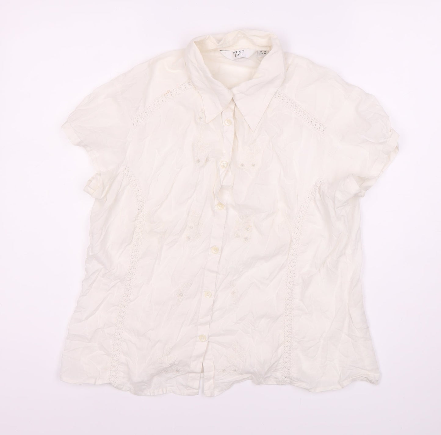 Womens UK Size 16 NEXT Ivory Basic Button-Up