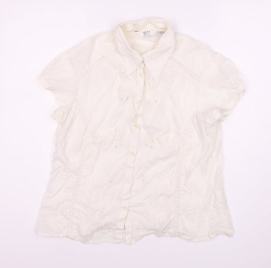 Womens UK Size 16 NEXT Ivory Basic Button-Up