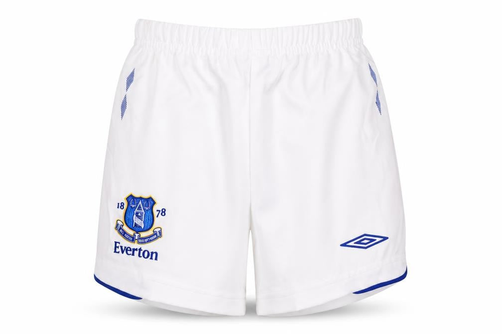 Front view of Umbro unisex white polyester sports shorts 182cm