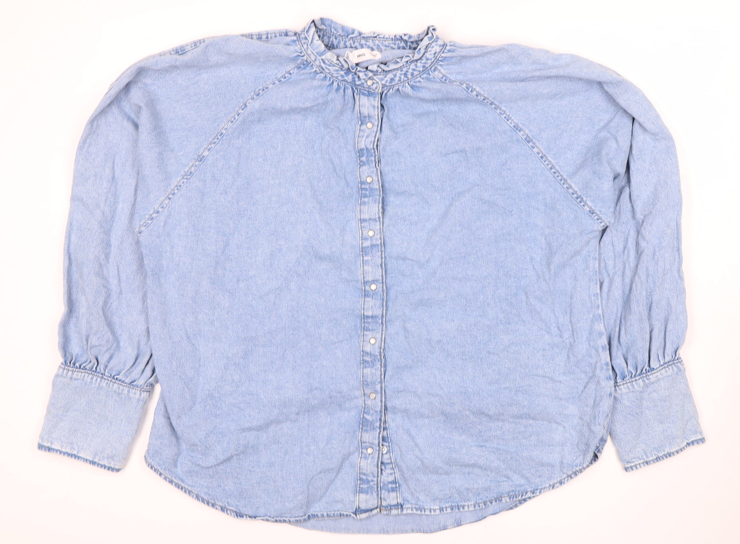 MNG Women's Blue Denim Button-Up Shirt Size 14