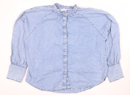 MNG Women's Blue Denim Button-Up Shirt Size 14