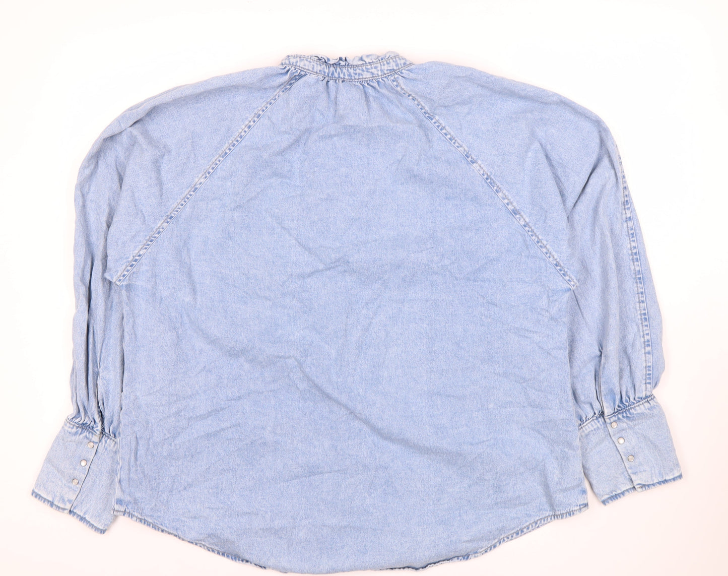 MNG Women's Blue Denim Button-Up Shirt Size 14