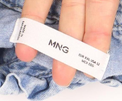 MNG Women's Blue Denim Button-Up Shirt Size 14