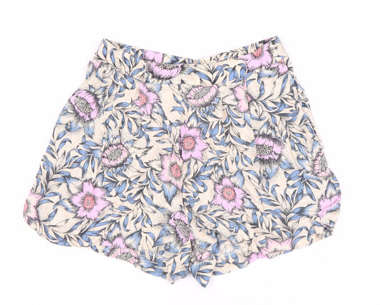 H&M Women's Multicoloured Floral Viscose Shorts Size 8