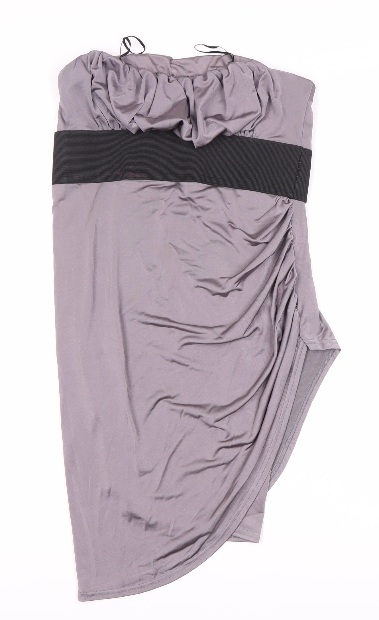 Look Grey Asymmetric Strapless Dress Women Size 14