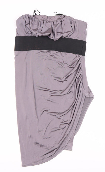 Look Grey Asymmetric Strapless Dress Women Size 14