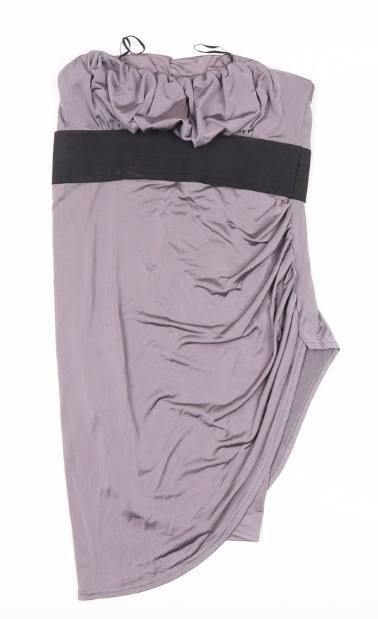Look Grey Asymmetric Strapless Dress Women Size 14