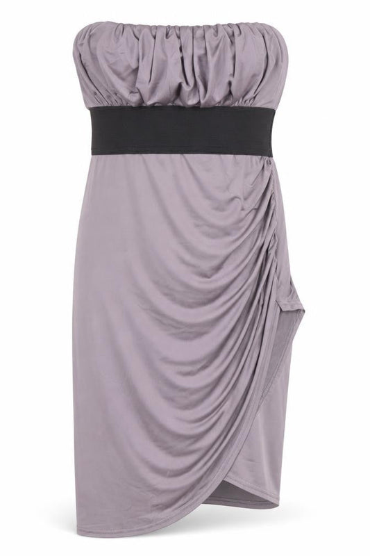 Look Grey Asymmetric Strapless Dress Women Size 14