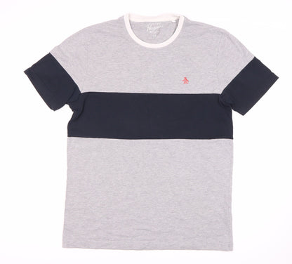 Penguin Men's Grey Colourblock T-Shirt, Size L