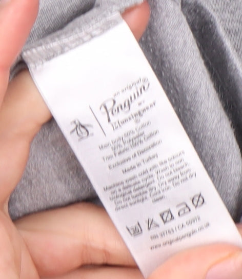 Penguin Men's Grey Colourblock T-Shirt, Size L