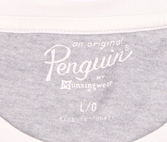 Penguin Men's Grey Colourblock T-Shirt, Size L
