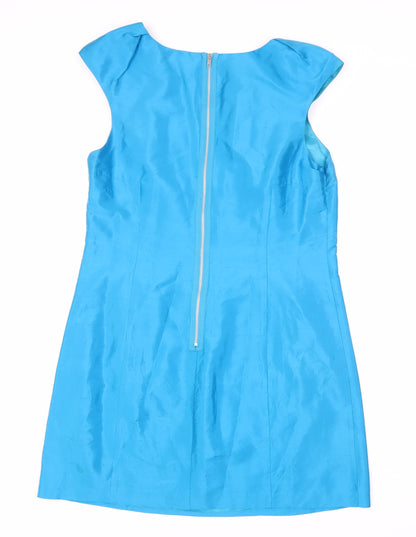 Oasis Women's Silk Blue Sheath Dress Size 14
