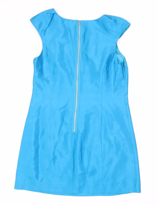 Oasis Women's Silk Blue Sheath Dress Size 14