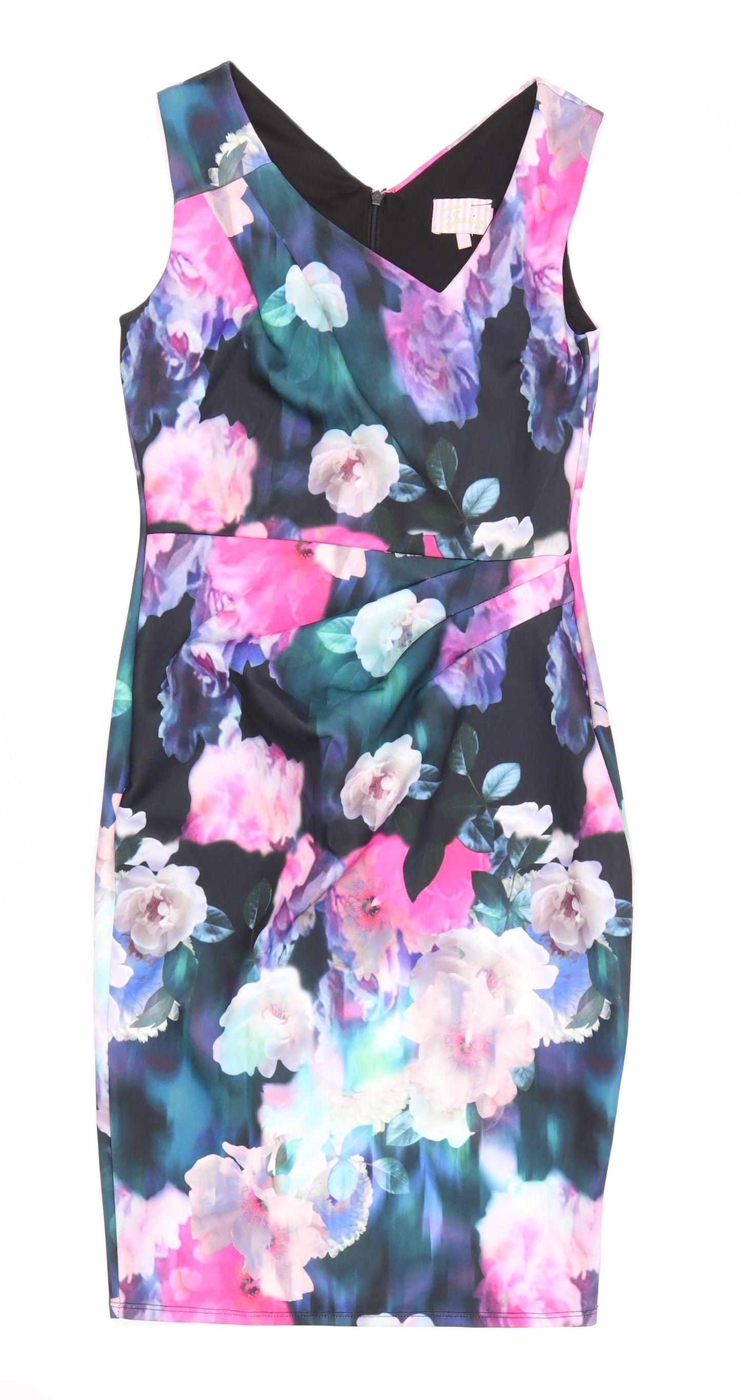 Jessica Rose Women Floral Sleeveless Multicoloured Dress Size 12