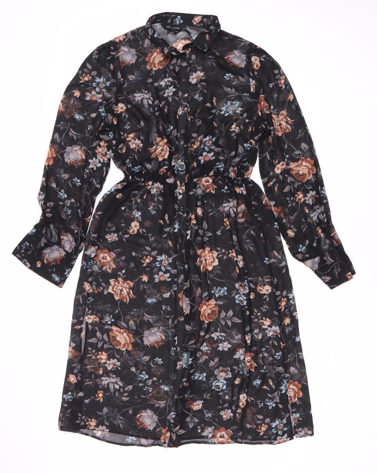 New Look Women's Black Floral Long Sleeve Dress