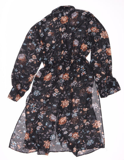 New Look Women's Black Floral Long Sleeve Dress