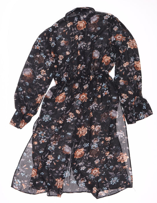 New Look Women's Black Floral Long Sleeve Dress