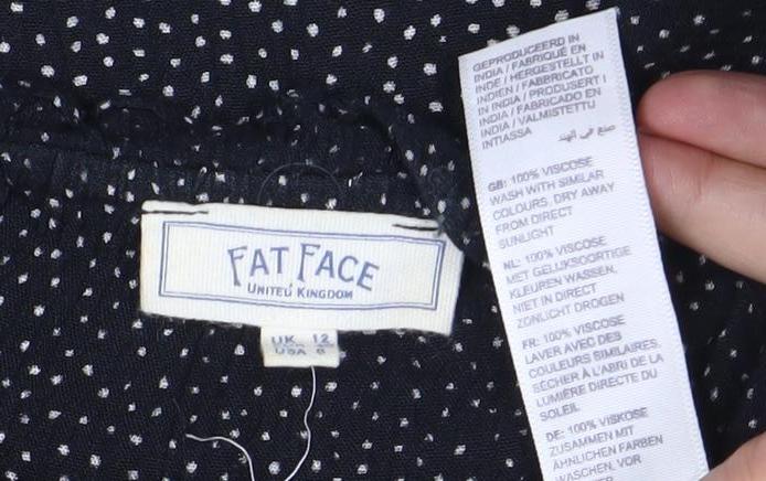 Womens UK Size 12 Fat Face Black Basic Blouse