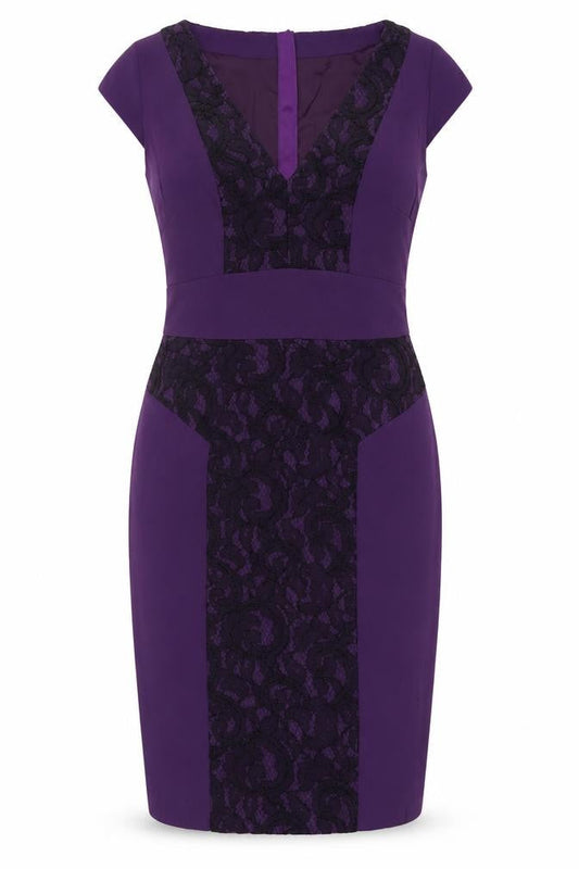 Front view of L.K. Bennett Women's Purple Sheath Dress, size 8