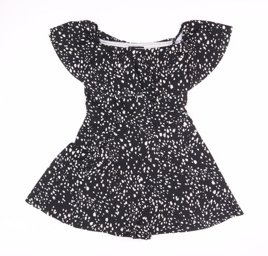 New Look Women's Black Off-Shoulder Playsuit - Size 8