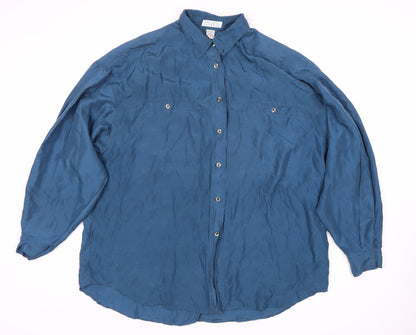 Womens UK Size L Express Blue Basic Button-Up