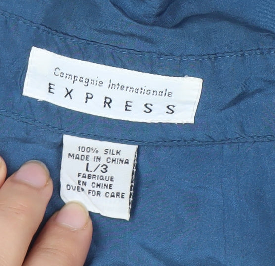 Womens UK Size L Express Blue Basic Button-Up
