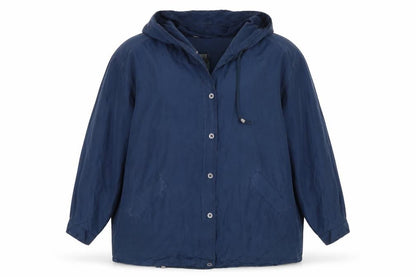 Stone Valley Women's Blue Silk Hooded Coat L