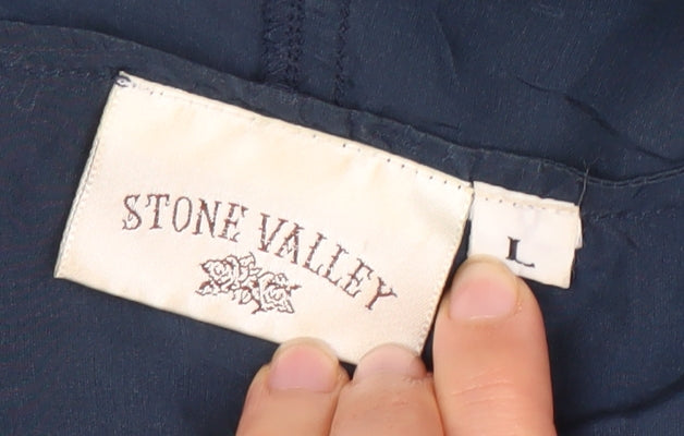 Stone Valley Women's Blue Silk Hooded Coat L