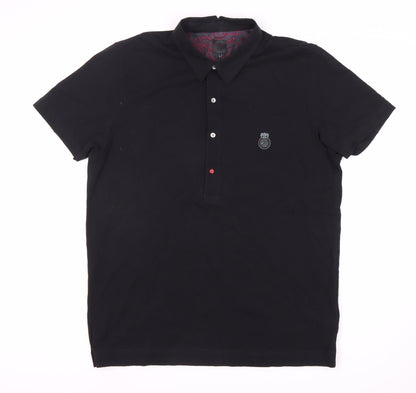 New Breed Mens Black Polo Shirt L Cotton Casual