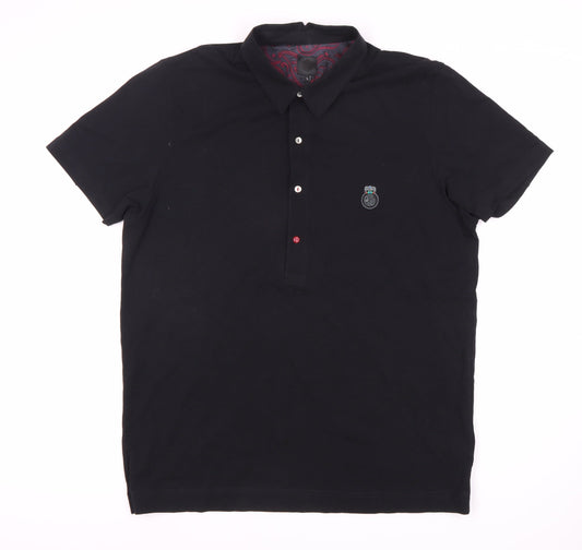 New Breed Mens Black Polo Shirt L Cotton Casual