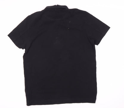 New Breed Mens Black Polo Shirt L Cotton Casual
