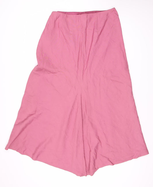 Monsoon Women's Pink Silk Linen Skirt, Size 16, Elegant