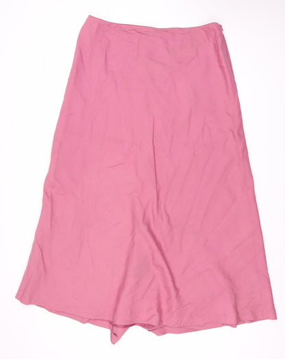 Monsoon Women's Pink Silk Linen Skirt, Size 16, Elegant