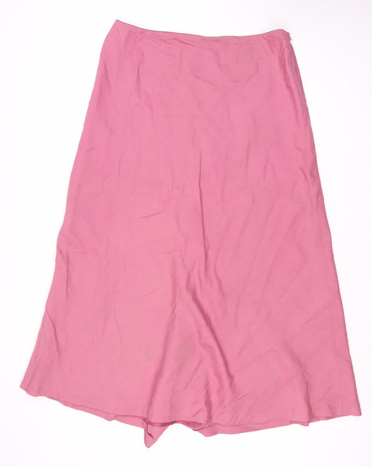 Monsoon Women's Pink Silk Linen Skirt, Size 16, Elegant