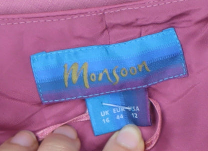 Monsoon Women's Pink Silk Linen Skirt, Size 16, Elegant
