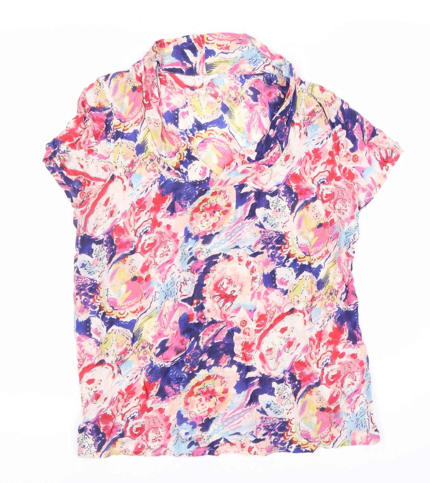 East Women's Multicoloured Floral Blouse, Size 2, Cowl Neck