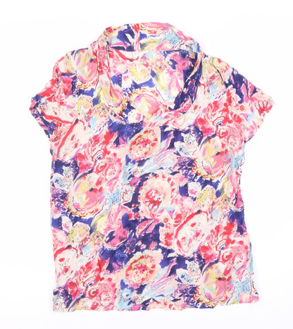 East Women's Multicoloured Floral Blouse, Size 2, Cowl Neck