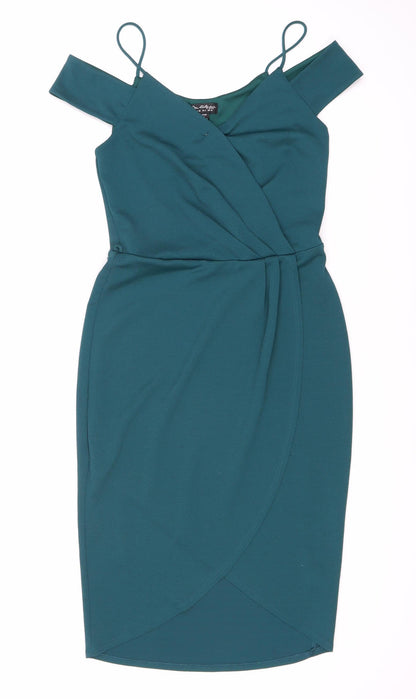 Eva Franco Women's Green Bodycon Midi Dress Size 10