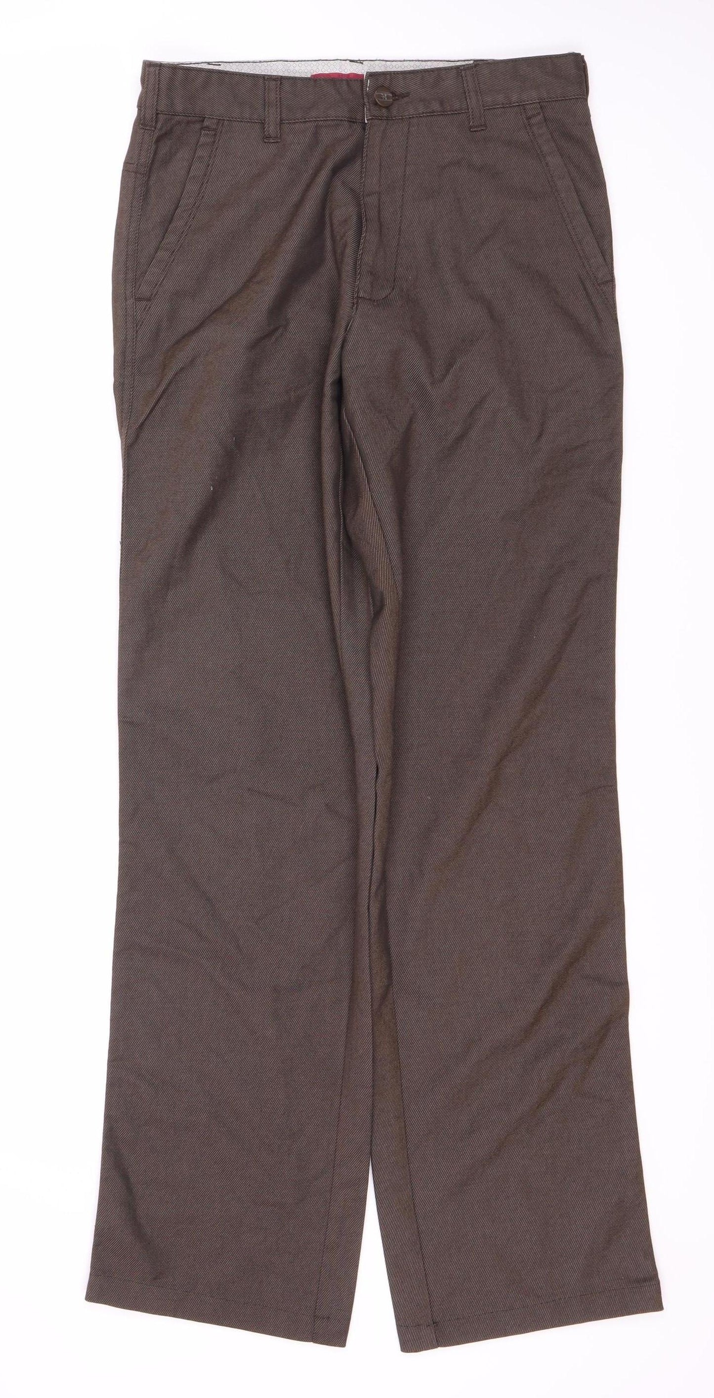 Haute City Men's Brown Herringbone Trousers, 28