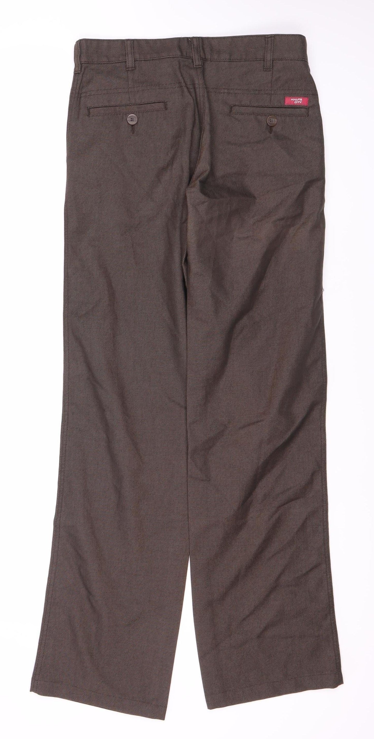 Haute City Men's Brown Herringbone Trousers, 28
