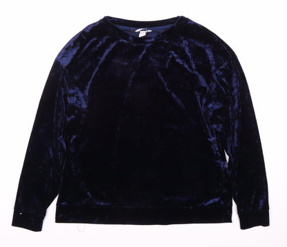 H&M Women's Blue Velour Sweatshirt Size 12