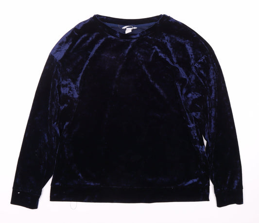 H&M Women's Blue Velour Sweatshirt Size 12