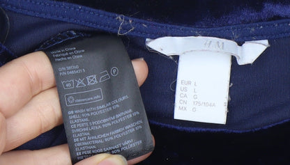 H&M Women's Blue Velour Sweatshirt Size 12