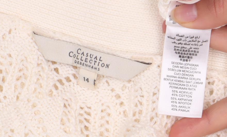 Casual Collection Women's Ivory Knit Cardigan Size 14