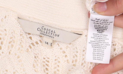 Casual Collection Women's Ivory Knit Cardigan Size 14