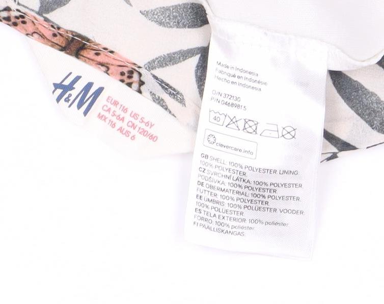 H&M Girls Butterfly Dress Size 12 Floral Print Lined