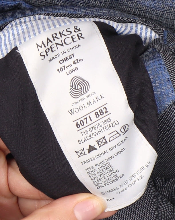 Marks and Spencer Men's Black Blazer, Size 42 L
