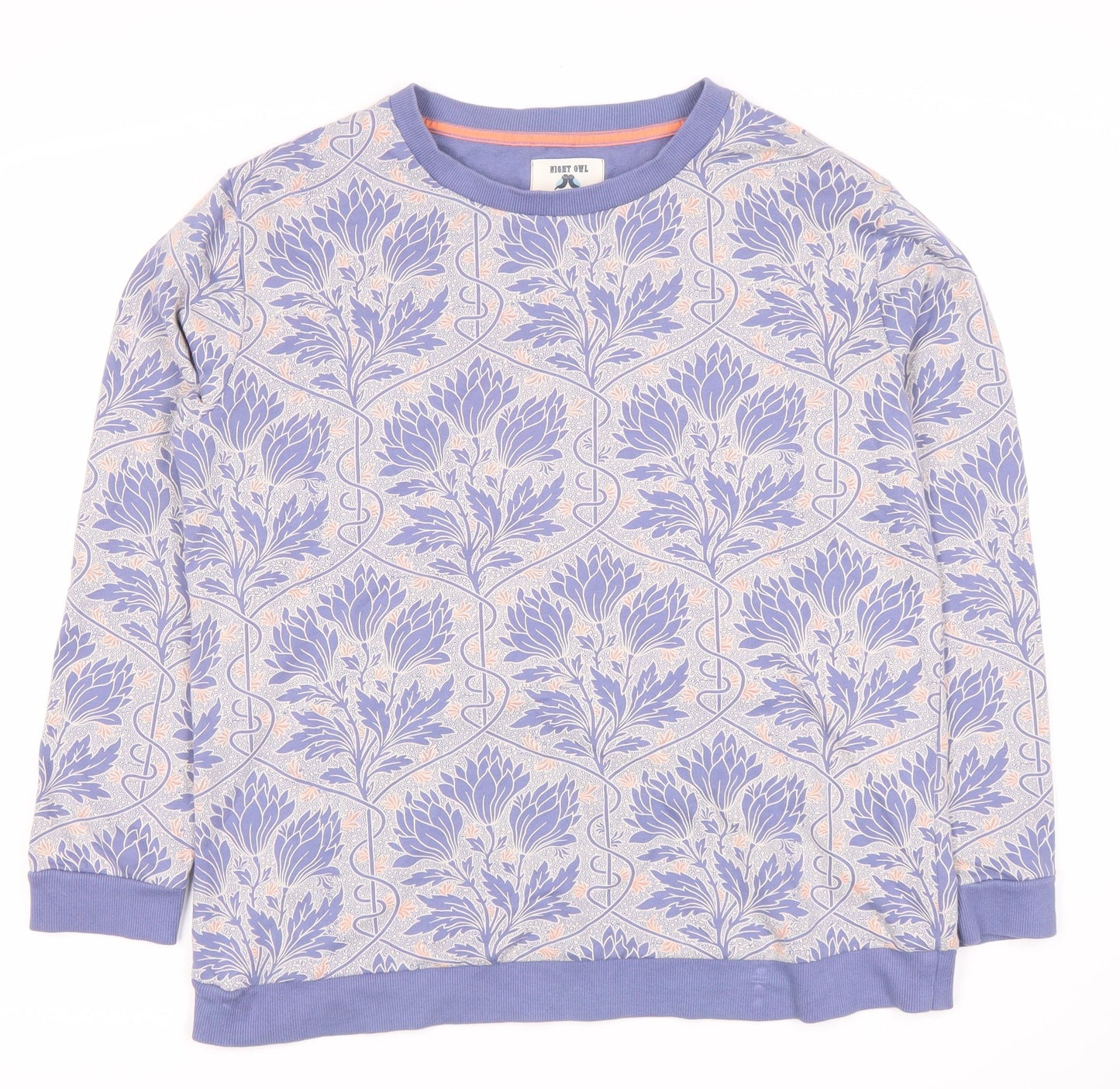Night Owl Women's Purple Floral Print Pullover Sweatshirt M