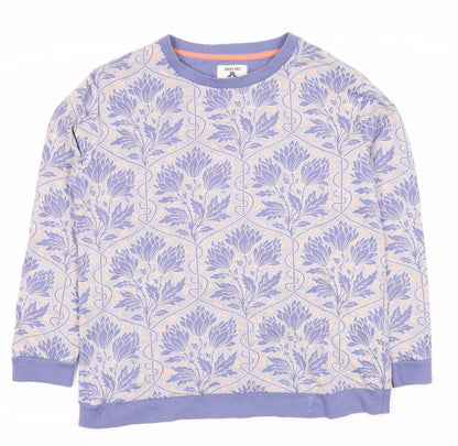 Night Owl Women's Purple Floral Print Pullover Sweatshirt M