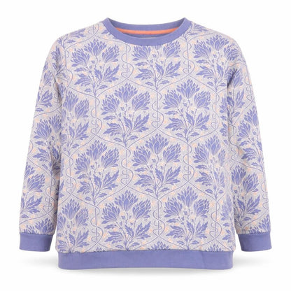 Night Owl Women's Purple Floral Print Pullover Sweatshirt M